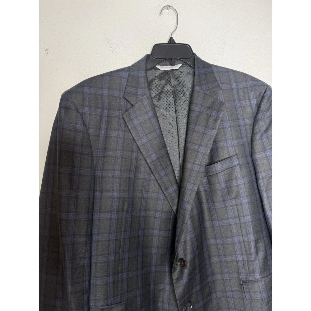 Samuelsohn Blazer Plaid Blue Black SB Garner Men 50 R Windowpane Sport Coat